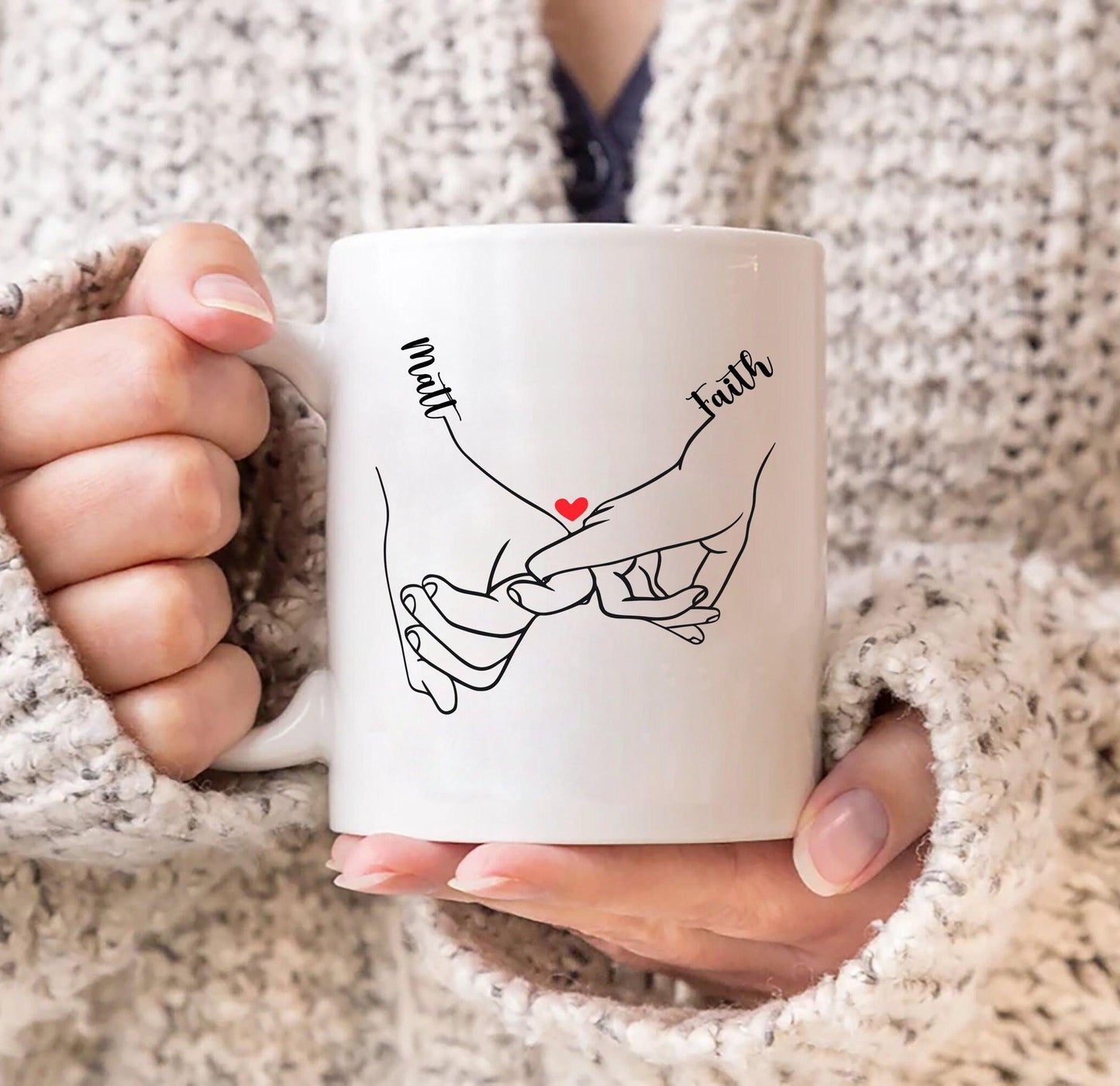 Personalisierte Pinky Promise Holding Hands Tasse, Valentinstag Tasse - GiftHaus