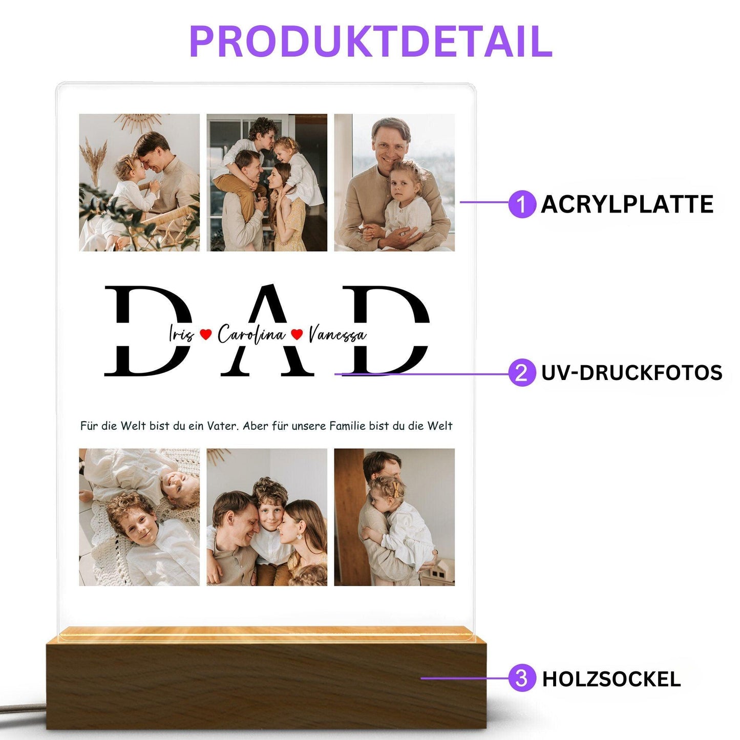 Personalisiertes Foto-Nachtlicht, individuelles Namenslicht - GiftHaus