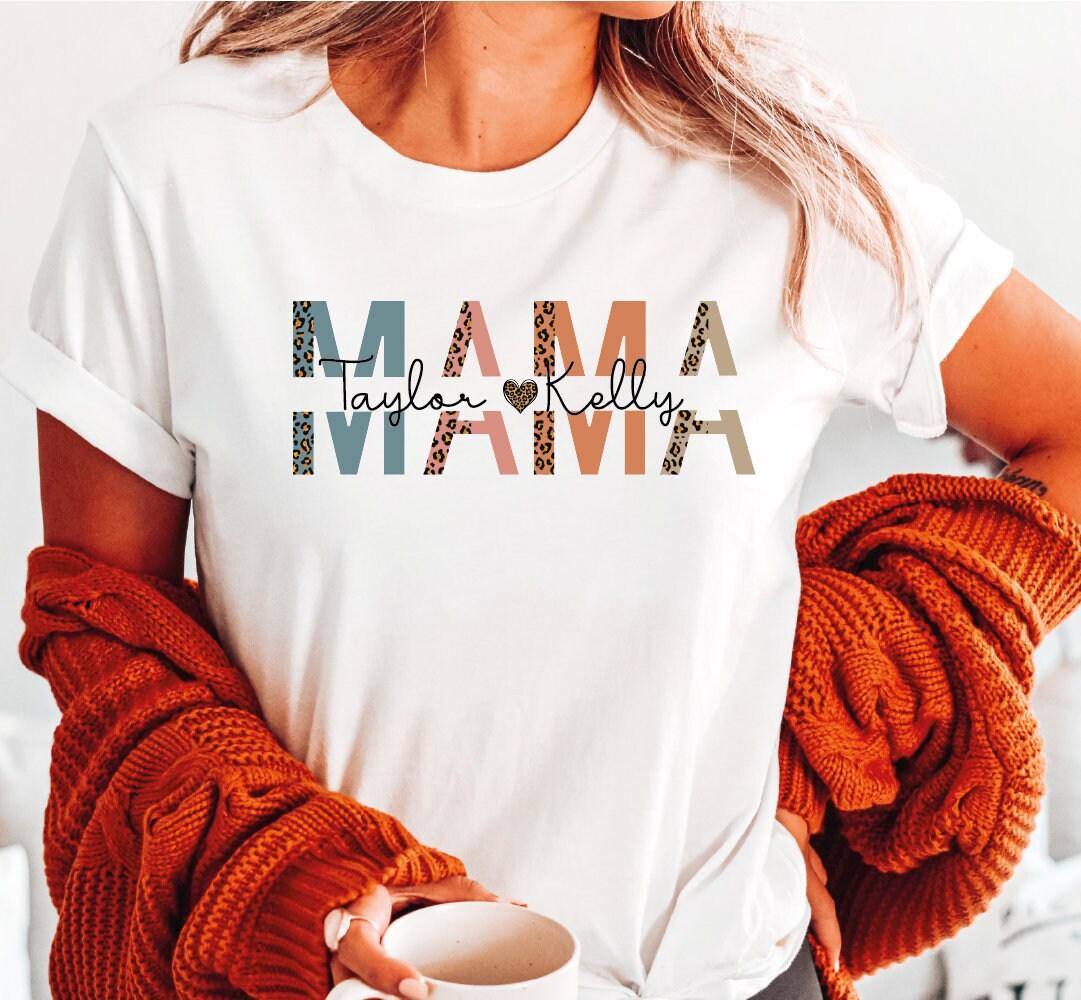 Personalisiertes Mama-Shirt: Mit Kindernamen - Mama T-Shirt mit individueller Note - GiftHaus
