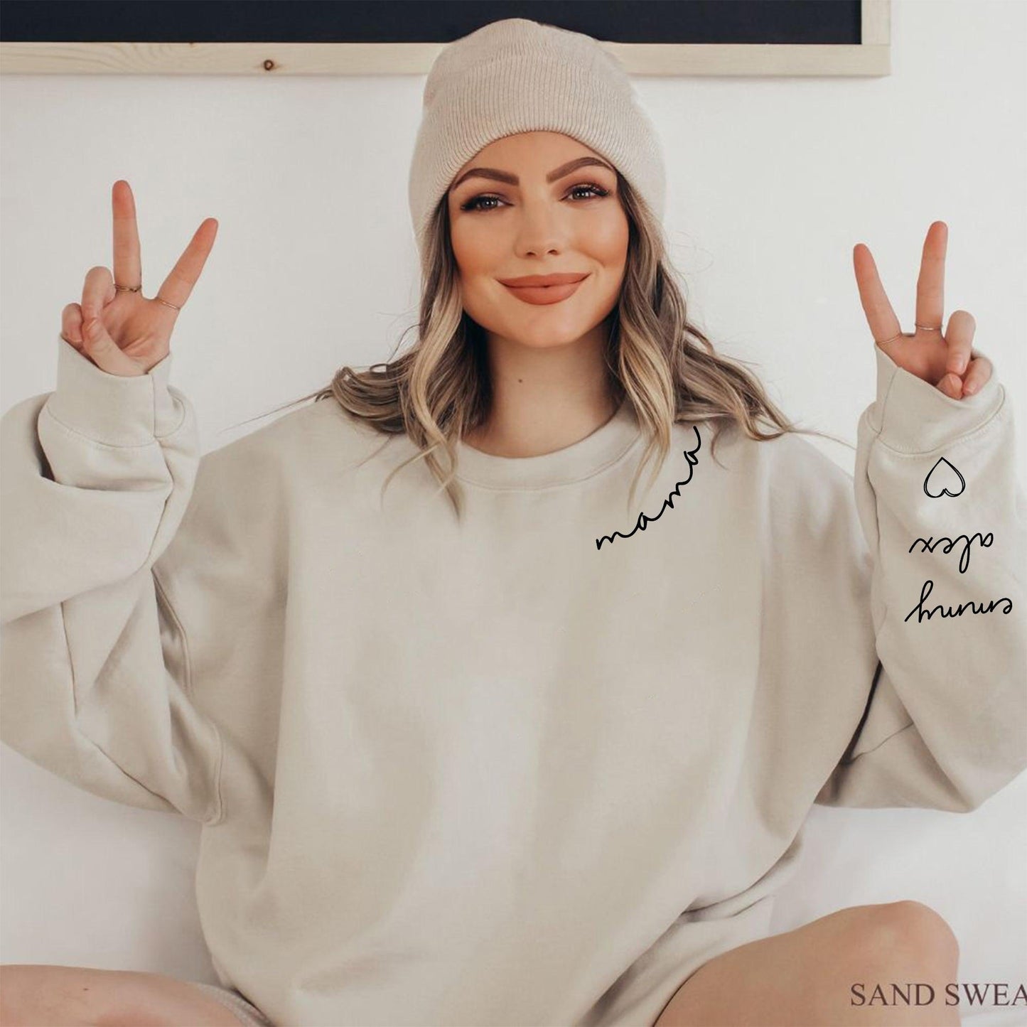 Personalisiertes Mama-Sweatshirt mit den Namen von Tochter und Sohn - GiftHaus