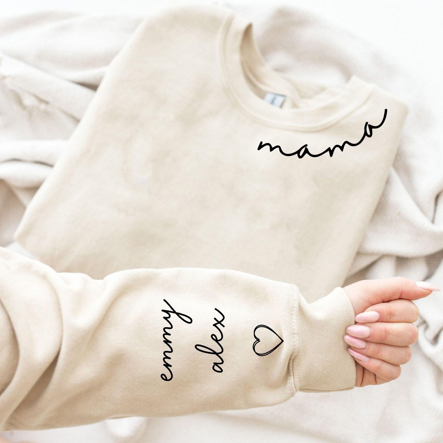 Personalisiertes Mama-Sweatshirt mit den Namen von Tochter und Sohn - GiftHaus