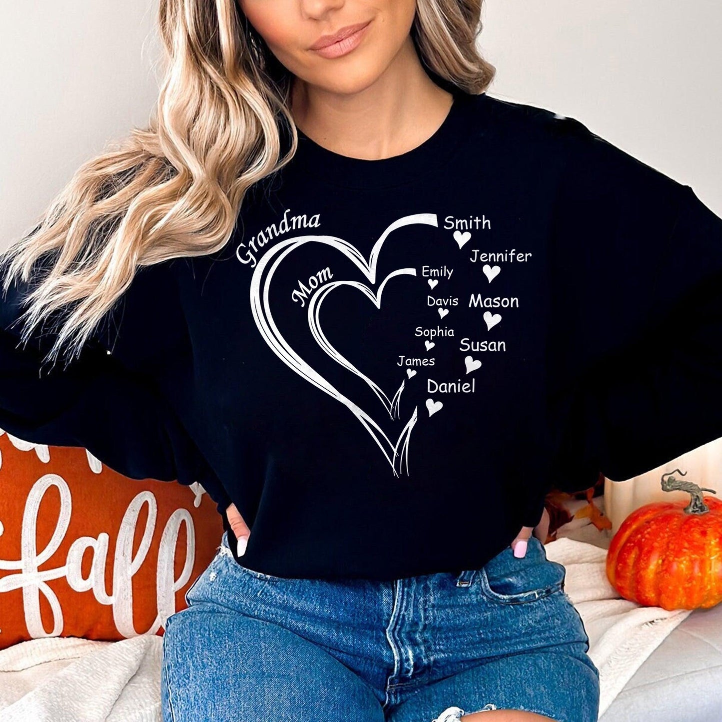 Personalisiertes Oma Herz Sweatshirt und Kapuzenpullover – Muttertagsgeschenk für Oma - GiftHaus