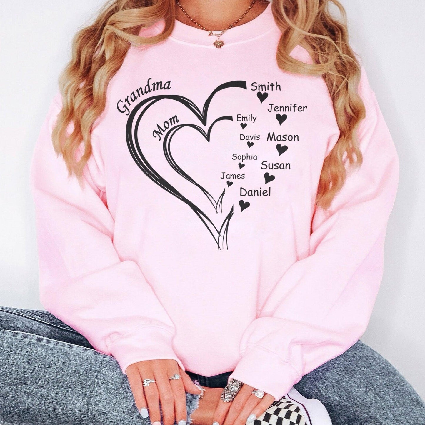 Personalisiertes Oma Herz Sweatshirt und Kapuzenpullover – Muttertagsgeschenk für Oma - GiftHaus