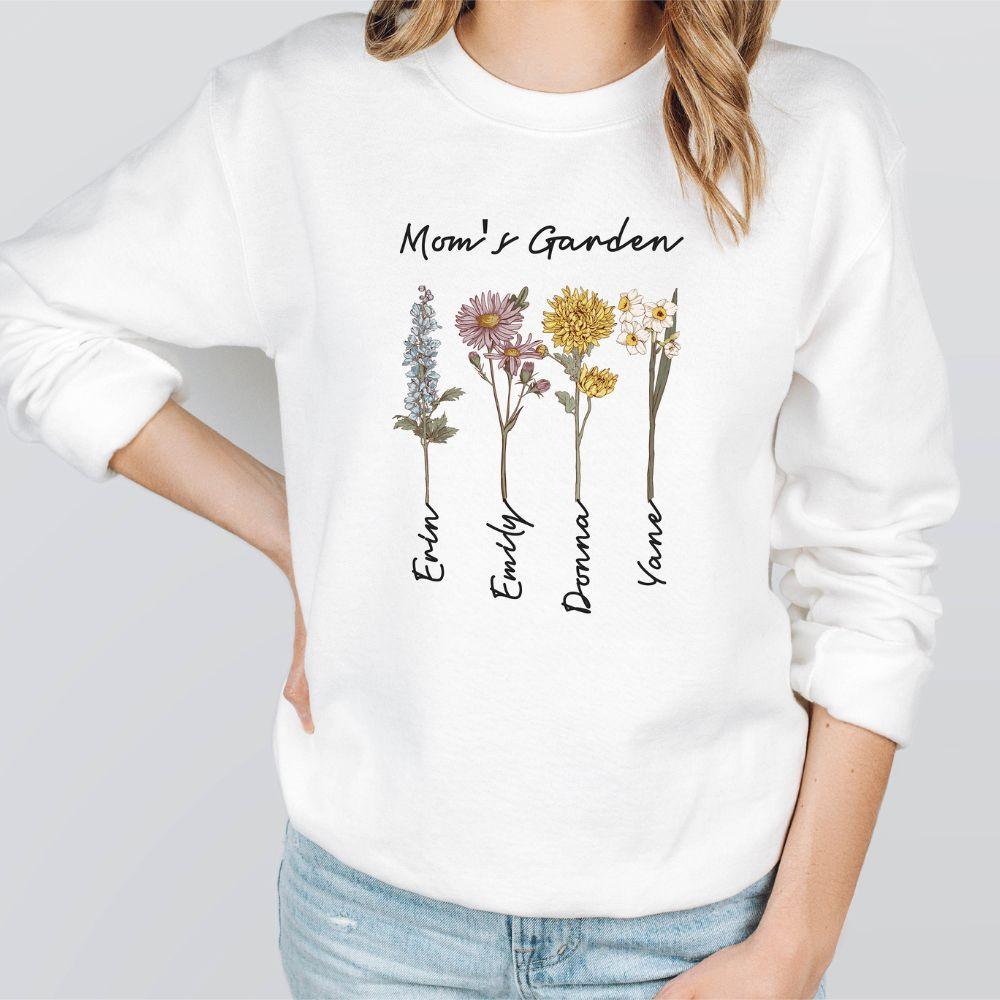 Personalisiertes Omas Garten-Sweatshirt – individuelles Geburtsblumen-T-Shirt – Geschenk für Oma - GiftHaus