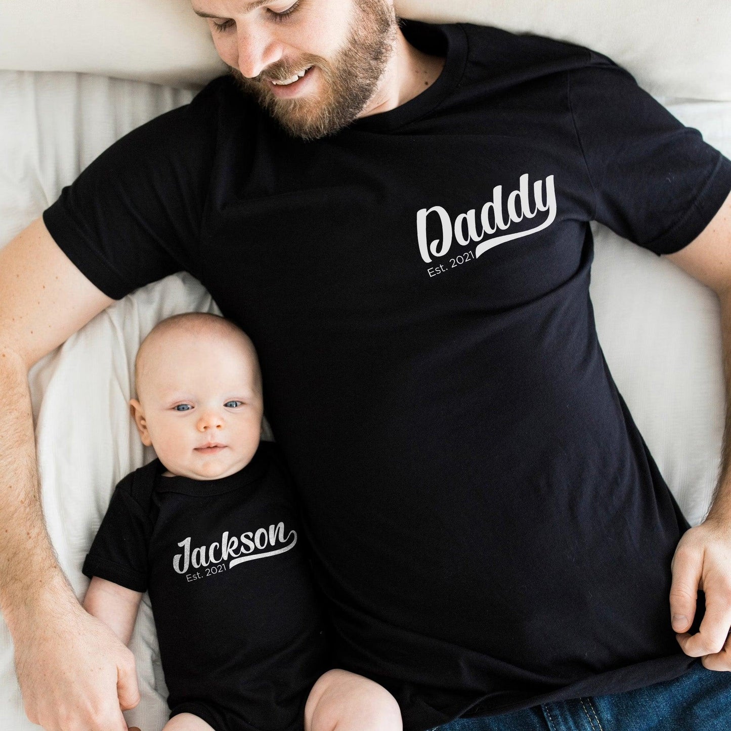 Personalisiertes Papa Baby Est Datums Shirt - Papa und Baby passendes Shirts Baby Set - GiftHaus
