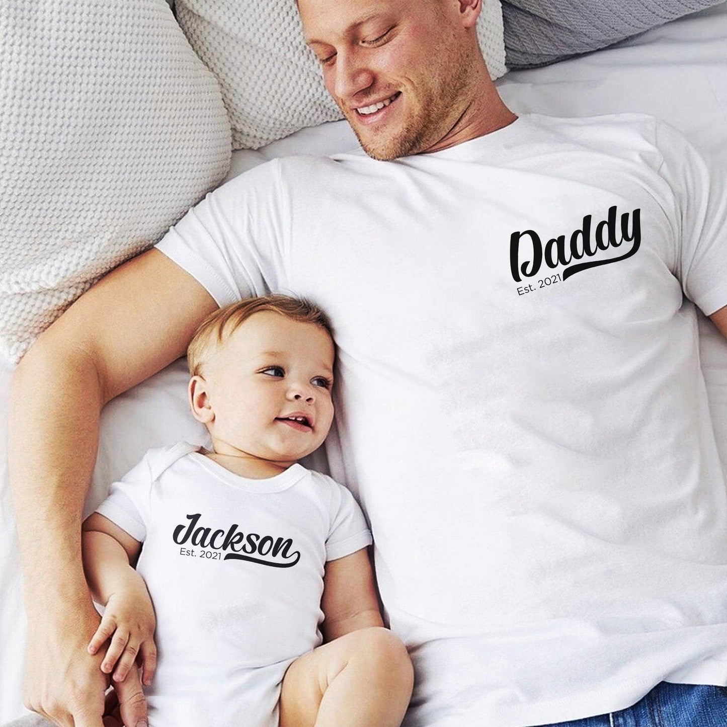 Personalisiertes Papa Baby Est Datums Shirt - Papa und Baby passendes Shirts Baby Set - GiftHaus
