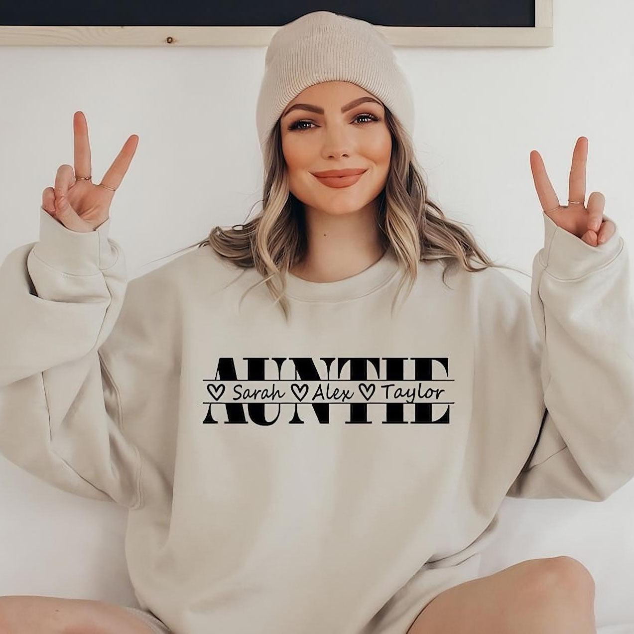 Personalisiertes Tante Sweatshirt mit Kindernamen - Personalisiertes Tante Geschenk - GiftHaus