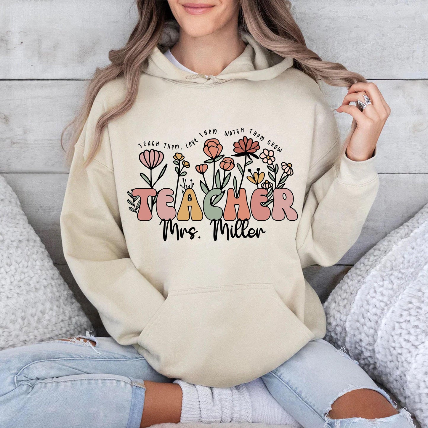 Personalisiertes Wildblumen Lehrer Shirt mit Namen - Geschenk für Lehrer - GiftHaus