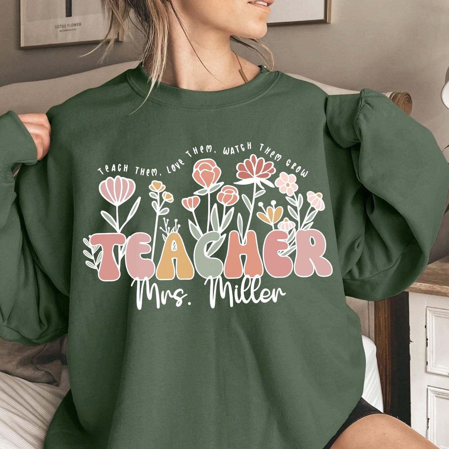 Personalisiertes Wildblumen Lehrer Shirt mit Namen - Geschenk für Lehrer - GiftHaus