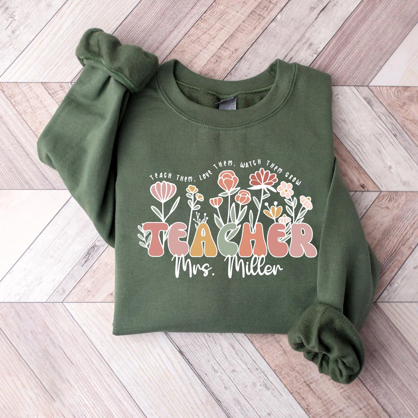 Personalisiertes Wildblumen Lehrer Shirt mit Namen - Geschenk für Lehrer - GiftHaus