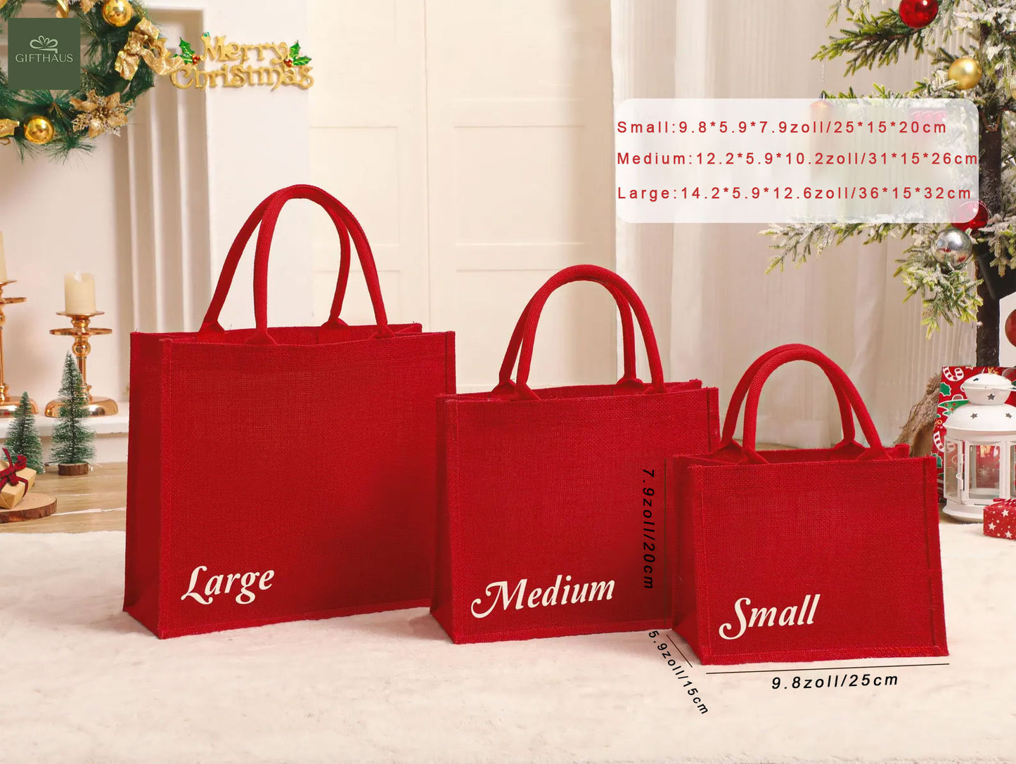 Personalisierter roter Jutebeutel â Weihnachts-Geschenkbeutel mit Namen