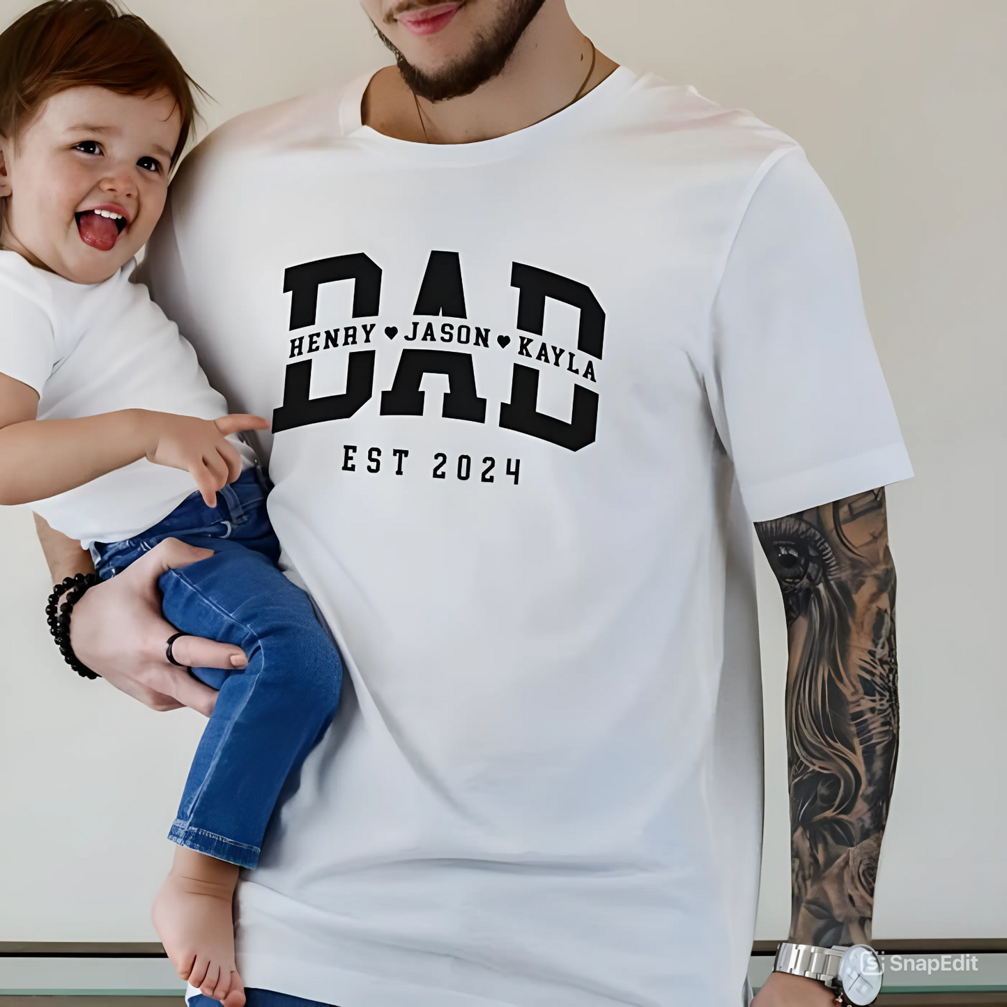 Papa-Shirt Personalisiert mit Kindernamen - Geschenk für Väter