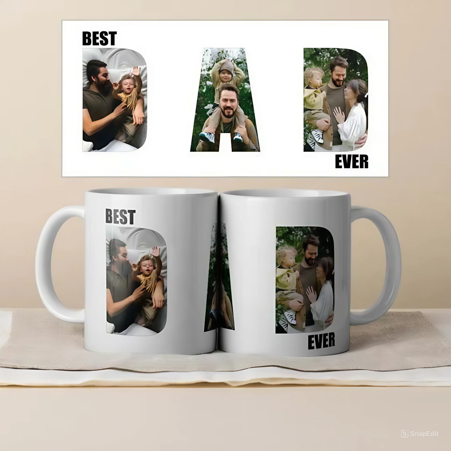 Super Papa Foto-Becher - Personalisiertes Vatertagsgeschenk