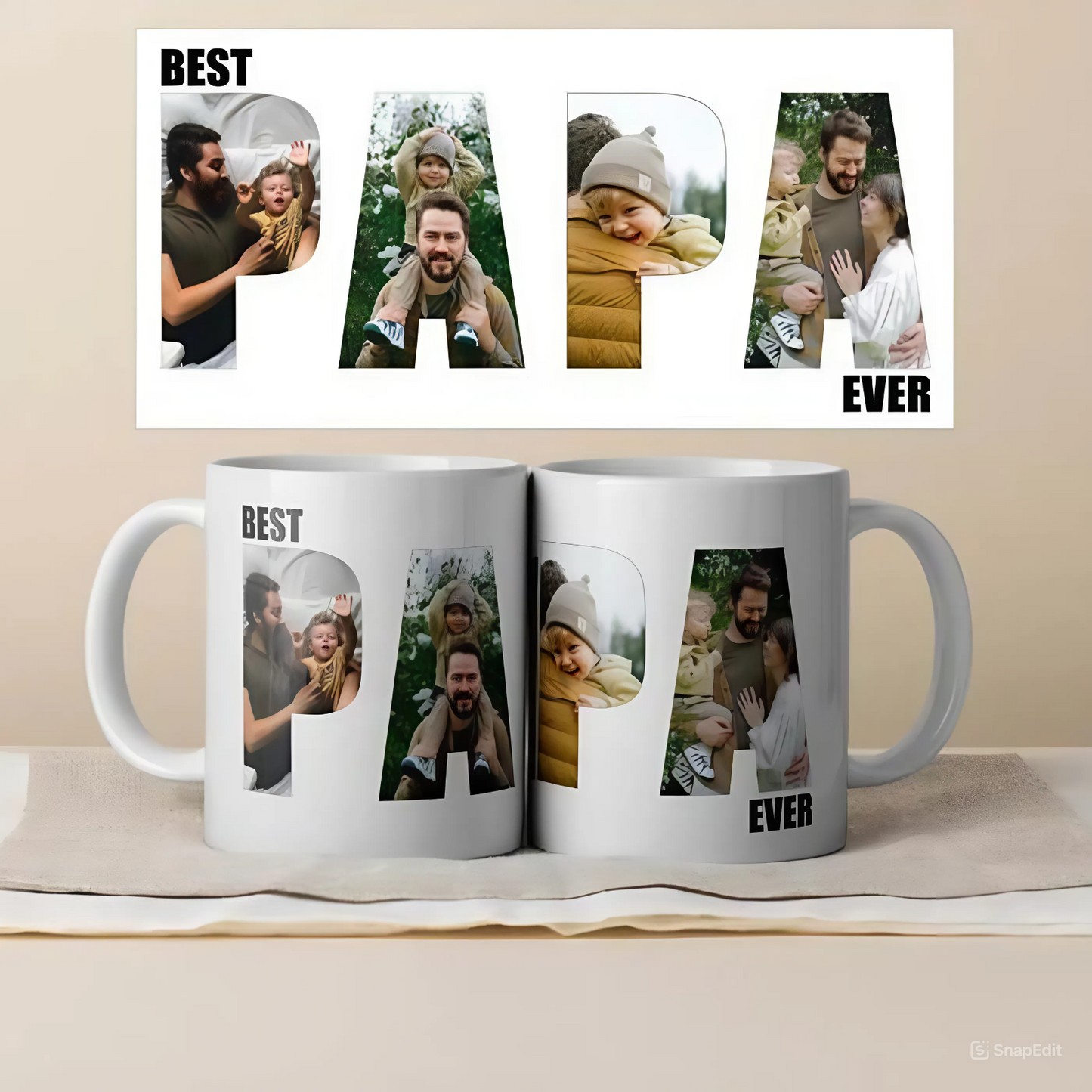 Super Papa Foto-Becher - Personalisiertes Vatertagsgeschenk