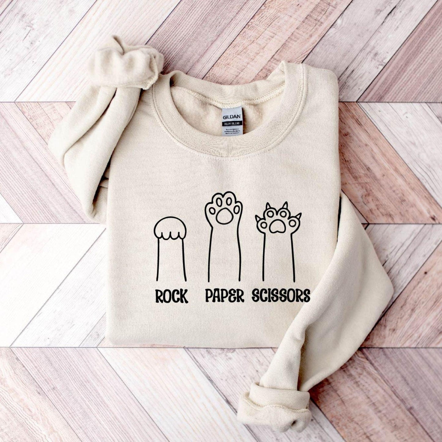 Stein-Papier-Schere-Sweatshirt, lustiges Katzenpfoten-Shirt - GiftHaus