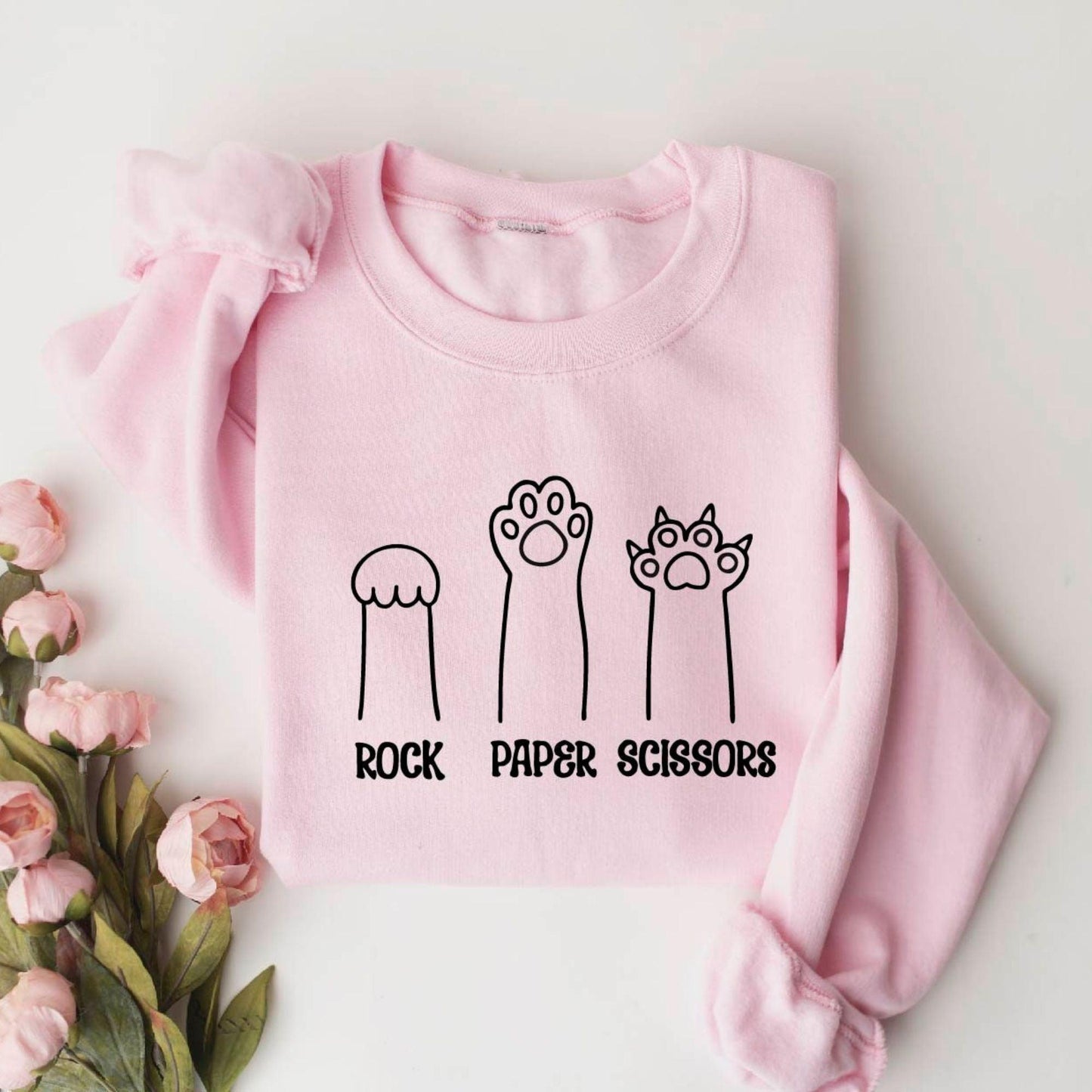 Stein-Papier-Schere-Sweatshirt, lustiges Katzenpfoten-Shirt - GiftHaus