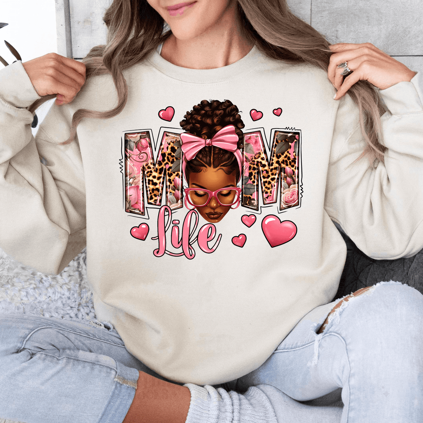 Stolze Mama Leben Sweatshirt - Afro Locken Bun Design - Feier der Mütterlichkeit - GiftHaus