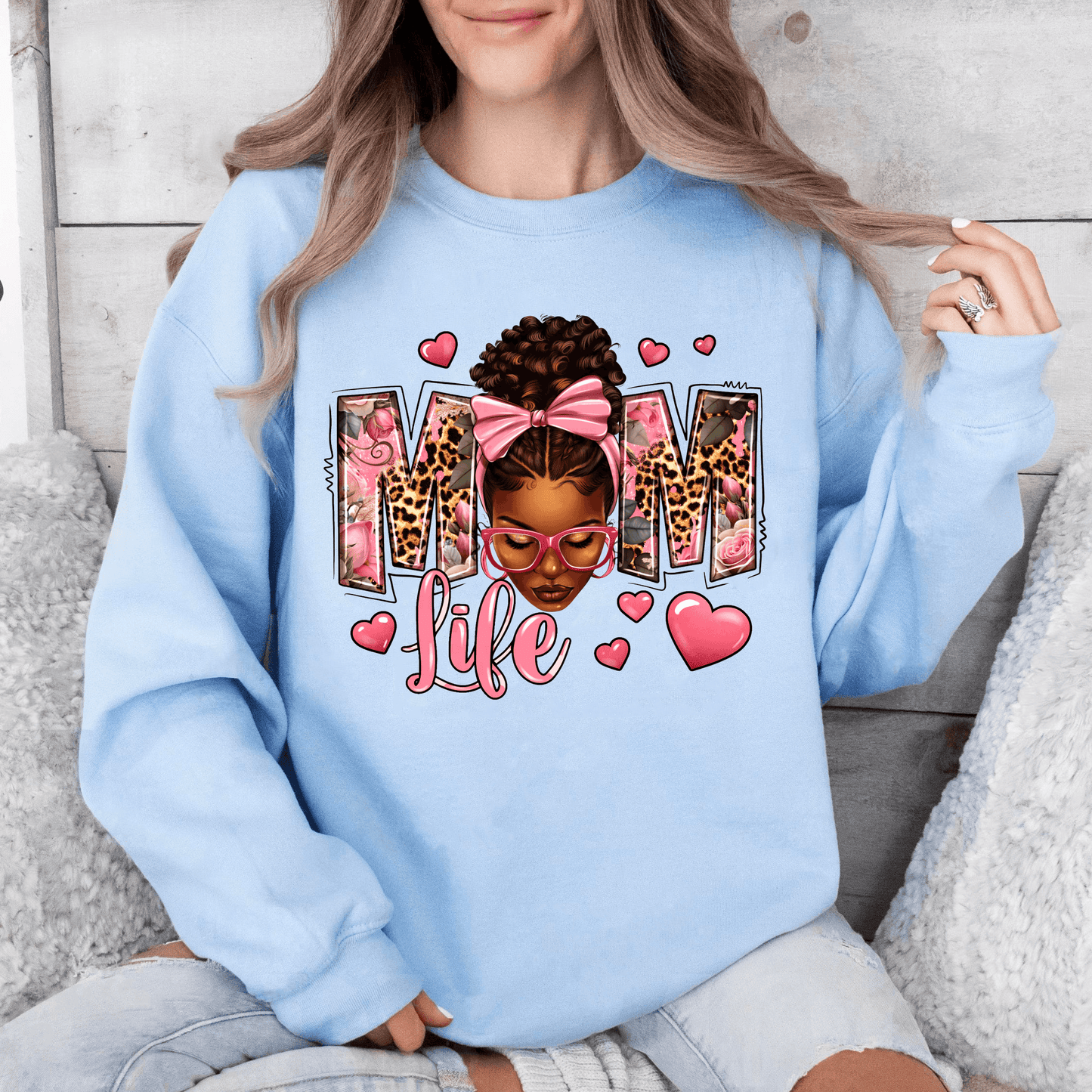 Stolze Mama Leben Sweatshirt - Afro Locken Bun Design - Feier der Mütterlichkeit - GiftHaus