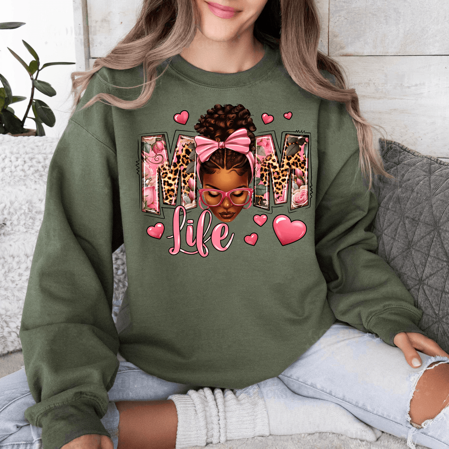 Stolze Mama Leben Sweatshirt - Afro Locken Bun Design - Feier der Mütterlichkeit - GiftHaus