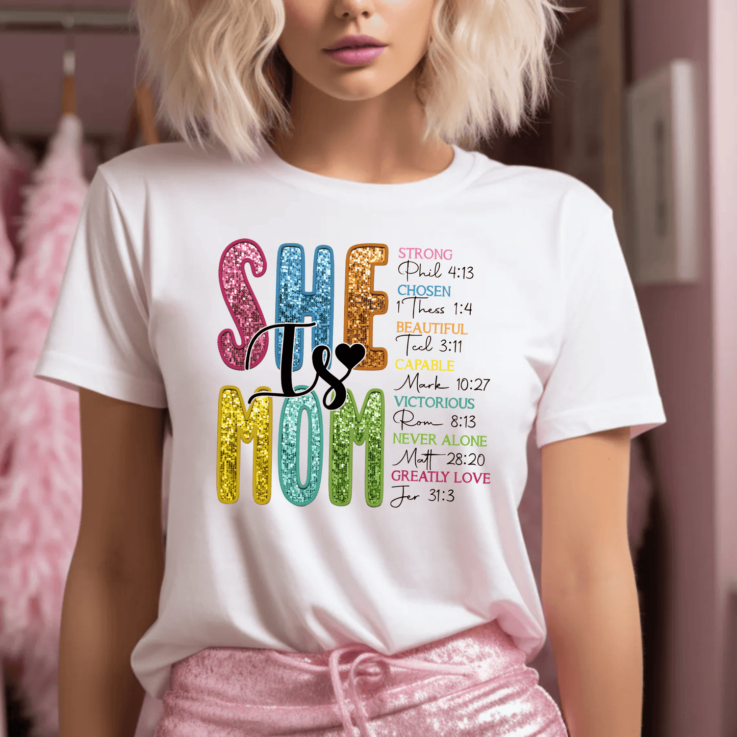 Strahlende Muttertagsliebe – Retro-Mama mit Faux-Glitzer-Effekt Design - GiftHaus