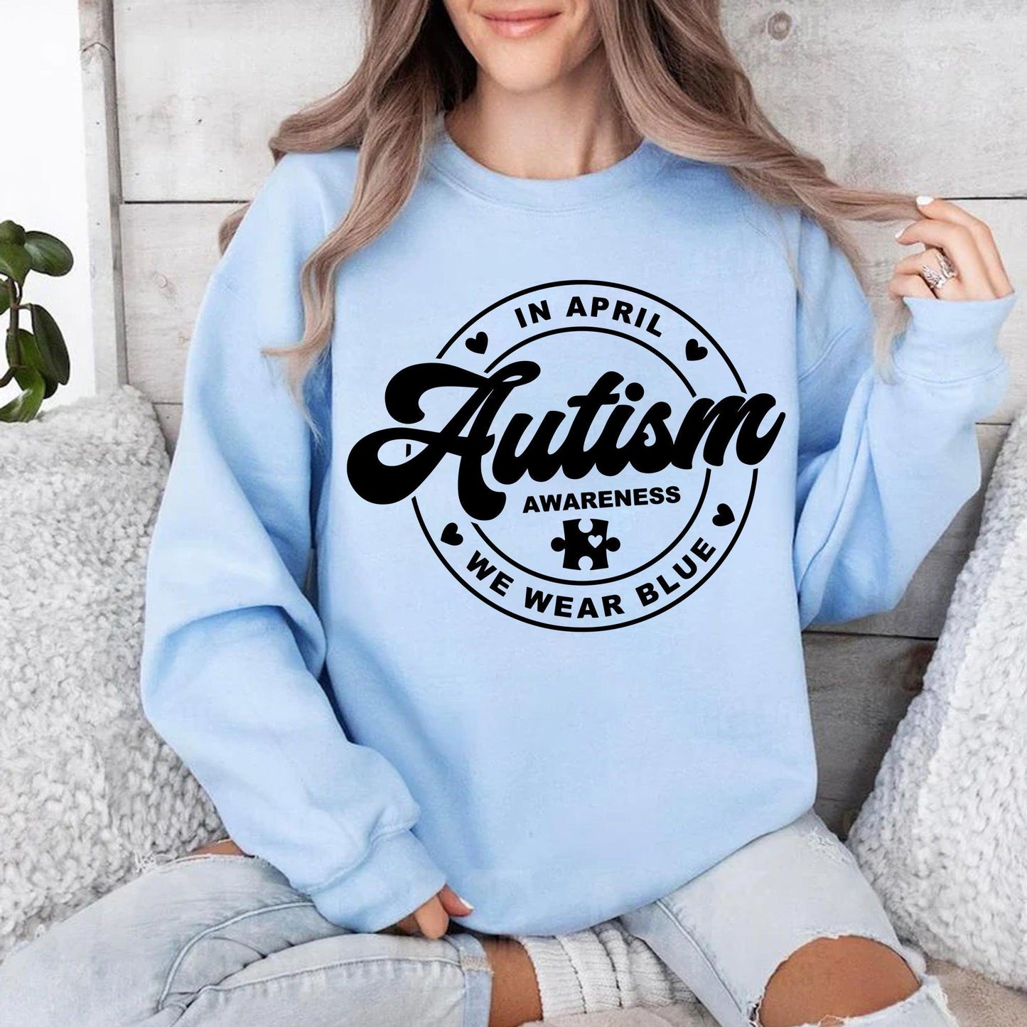 Wir Tragen Blau Sweatshirt und Shirts -Autismus Bewusstsein Geschenke - GiftHaus