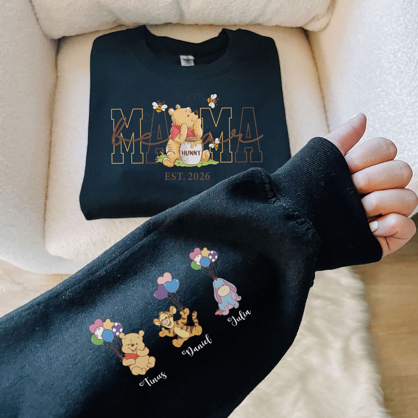 Personalisiertes Mama Bär Sweatshirt mit Kindernamen – Muttertagsgeschenk