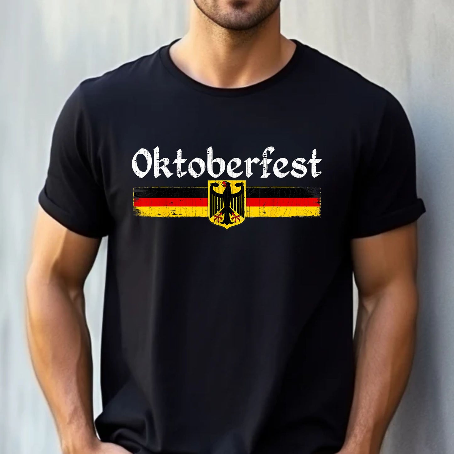 Oktoberfest Drinking Men Women Vintage German Flag T-Shirt