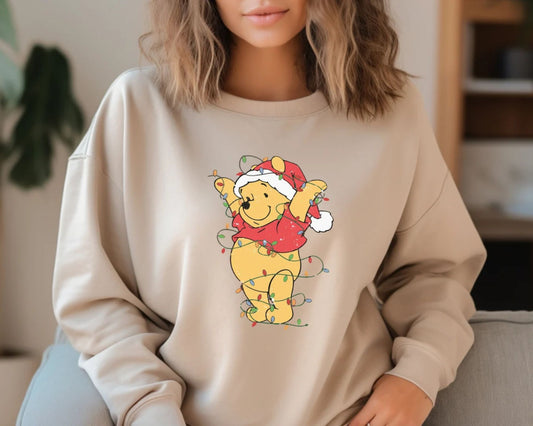 Winnie Puuh Weihnachtslichter Sweatshirt - Weihnachtsgeschenk für Frauen