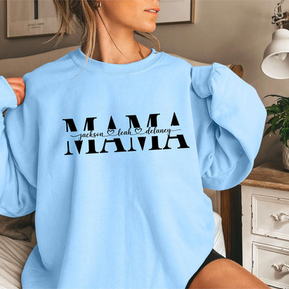 Personalisiertes Mama-Sweatshirt mit Kindernamen, Muttertagsgeschenk für Mama