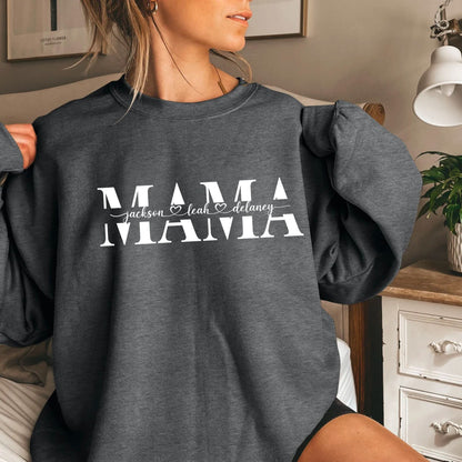 Personalisiertes Mama-Sweatshirt mit Kindernamen, Muttertagsgeschenk für Mama