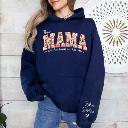 Mama mit Herz - Personalisiertes Sweatshirt mit Namen der Kinder