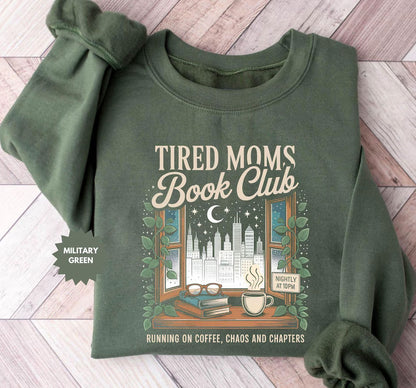 Tired Moms Book Club Sweatshirt, Lustiger Mama Pullover für Buchliebhaberinnen & Kaffeefans