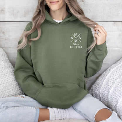 Personalisierter Mama Hoodie mit individuellem Namen und Geburtsjahr - Weihnachtsgeschenk