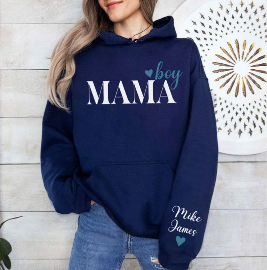 Personalisiertes Boy Mama Sweatshirt, Individuell gestalteter Hoodie für Jungen-Mamas