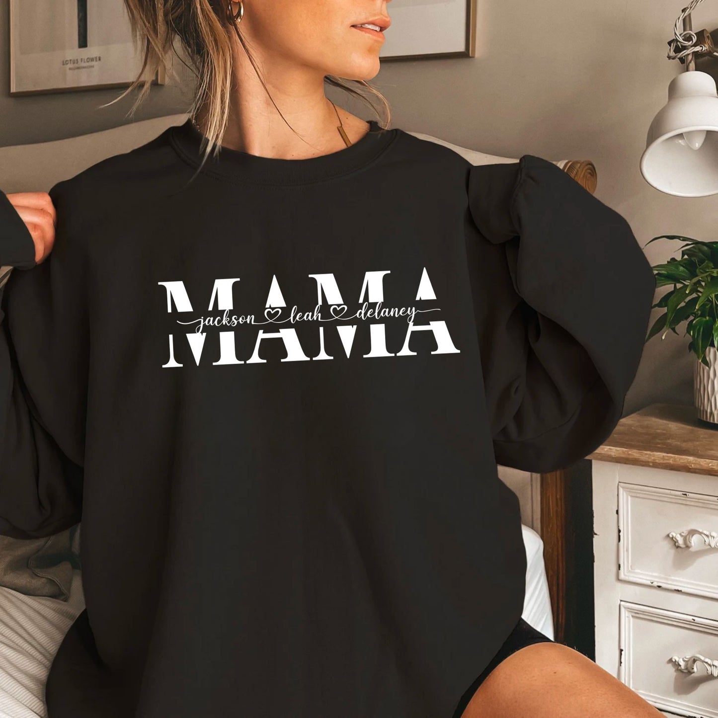 Personalisiertes Mama-Sweatshirt mit Kindernamen, Muttertagsgeschenk für Mama