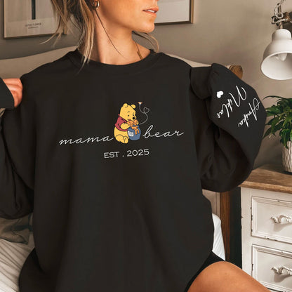 Personalisiertes Mama-Bär Sweatshirt mit Kindernamen auf dem Ärmel, Geschenk zum Muttertag