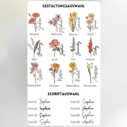 Personalisierter Geburtsblumen-Tumbler mit Name, Geburtsblumen-Glas, Geschenk für Sie
