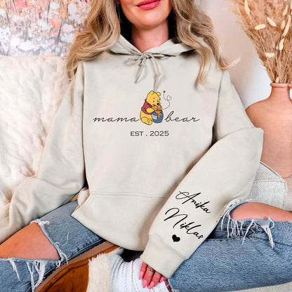 Personalisiertes Mama-Bär Sweatshirt mit Kindernamen auf dem Ärmel, Geschenk zum Muttertag