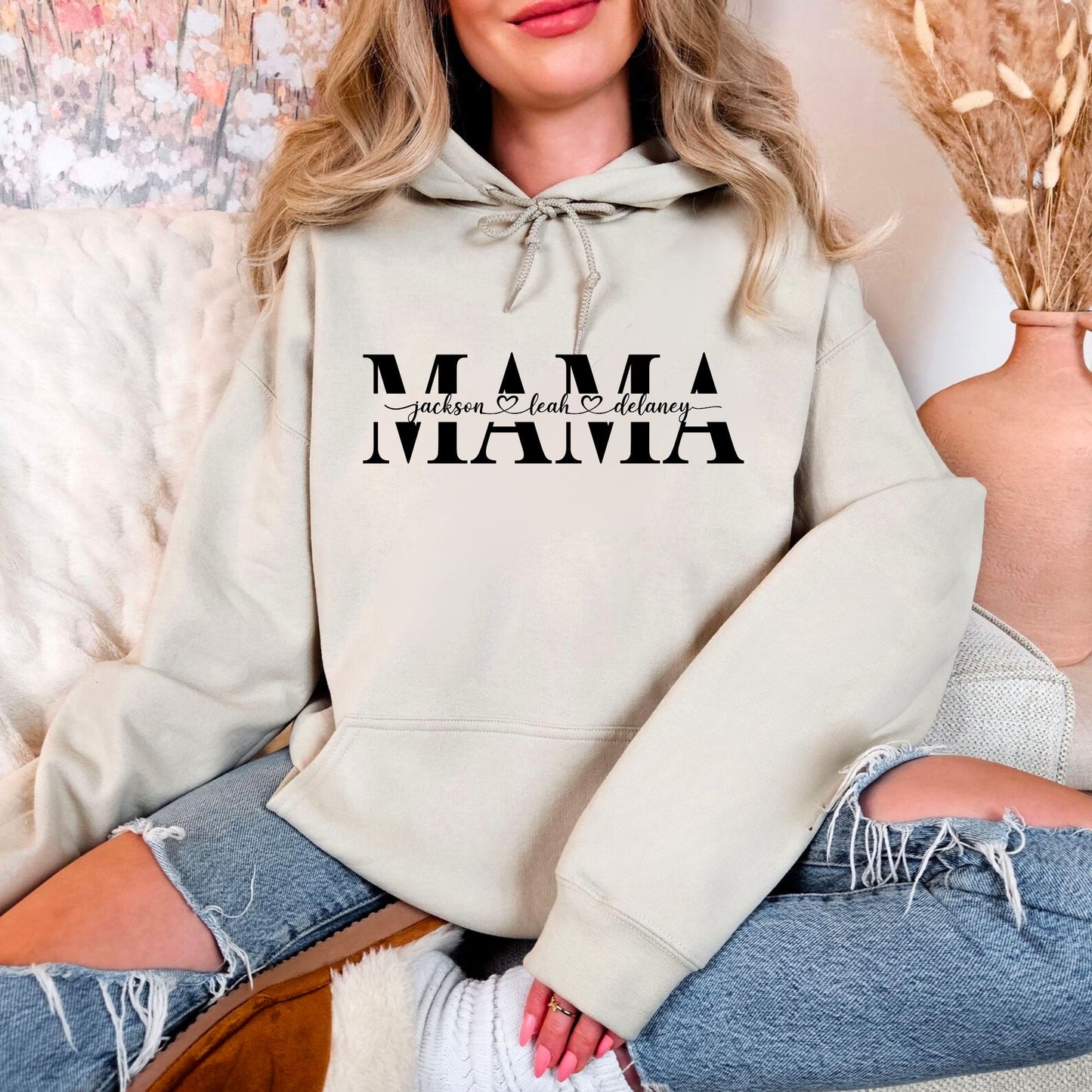 Personalisiertes Mama-Sweatshirt mit Kindernamen, Muttertagsgeschenk für Mama