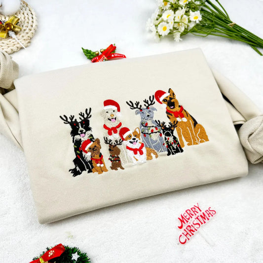 Weihnachtlicher Hundebestickter Sweatshirt – Geschenk für Hundeliebhaber