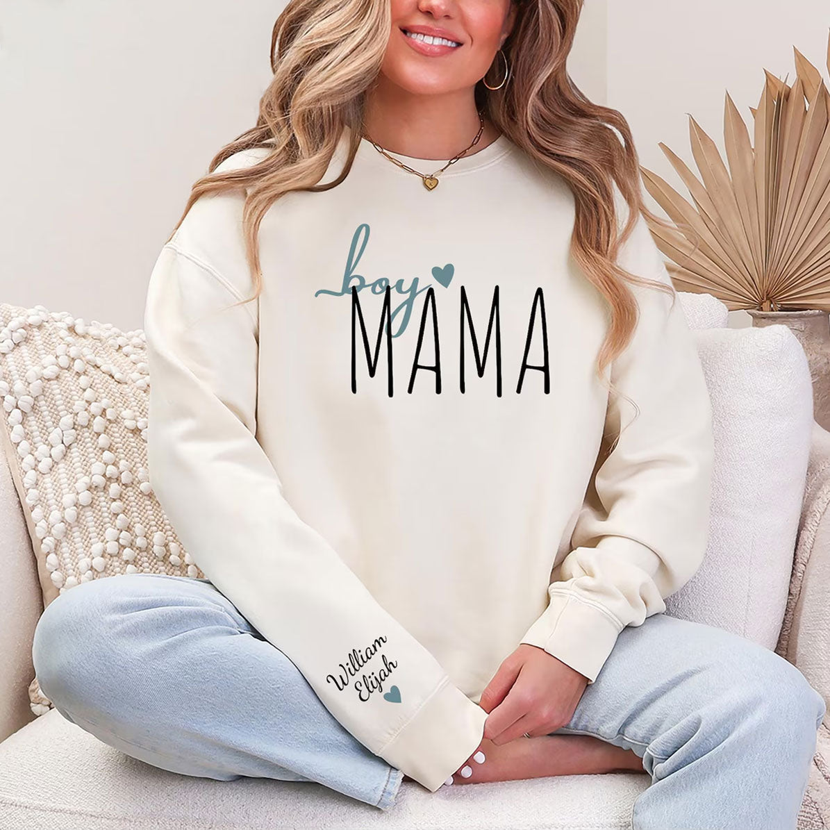 Personalisierter Boy Mama Sweatshirt mit Kindernamen