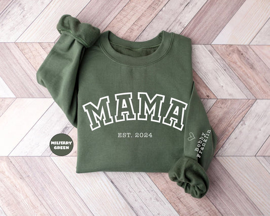 Personalisierter Mama-Hoodie mit Kindernamen und Datum, Geschenk zum Muttertag