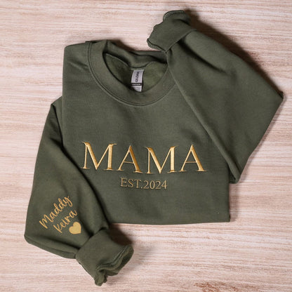 Personalisierter Mama-Bestickter Sweatshirt, Individuell bestickter Mama-Hoodie, Geschenk für Mama