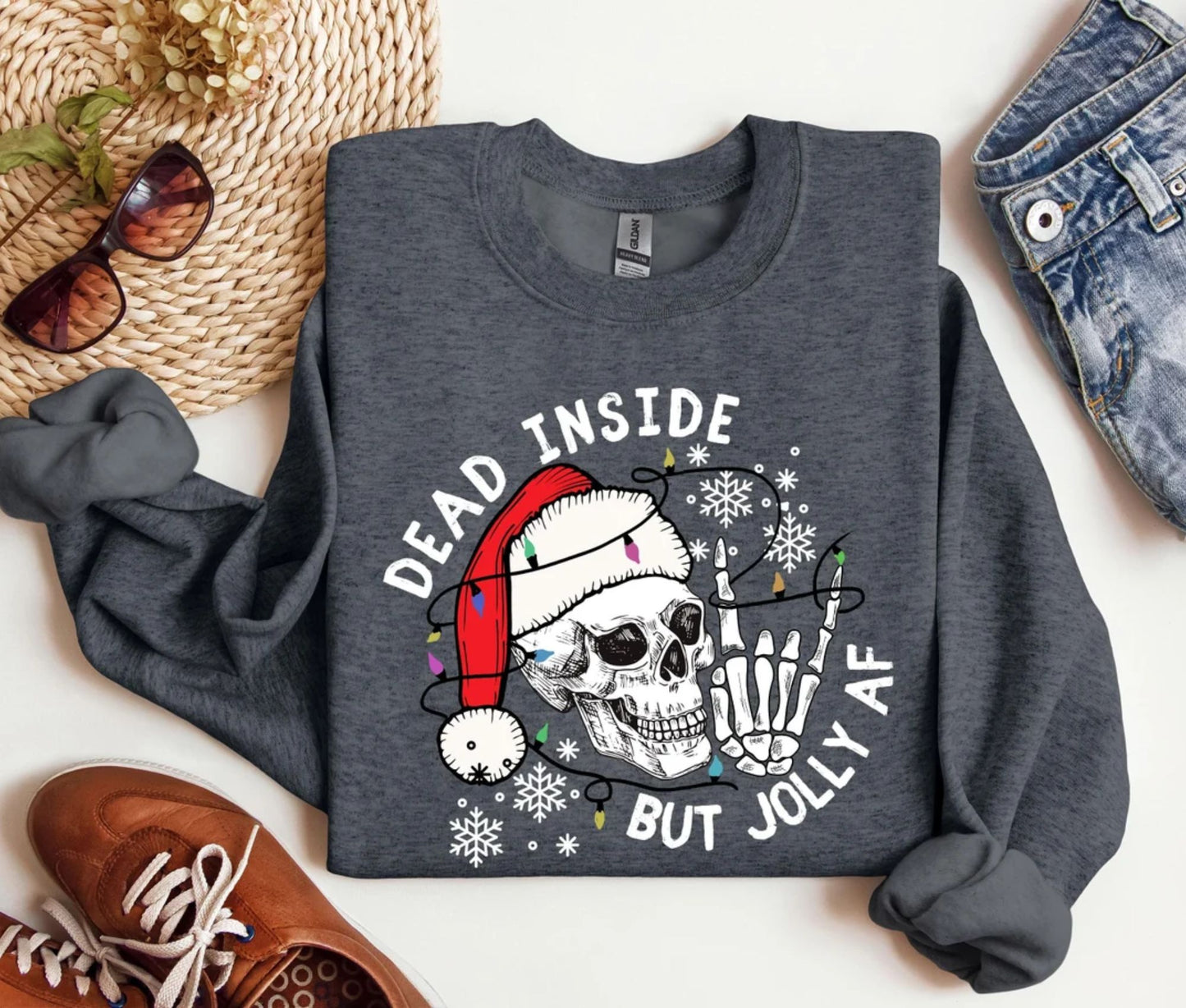 Dead Inside But Jolly AF Sweatshirt, Funny Christmas Sweatshirt