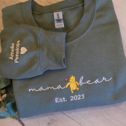 Embroidered Mama Bear Sweatshirt with Children's Names and Est. Year