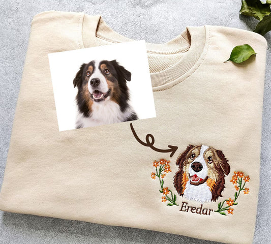 Personalisierter Hundeportrait Stickerei Sweatshirt - Geschenk für Hundefreunde