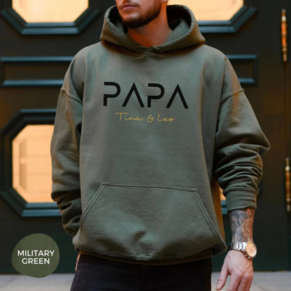 Personalisierter Papa-Hoodie mit Namen der Kinder – Geschenk für Papa