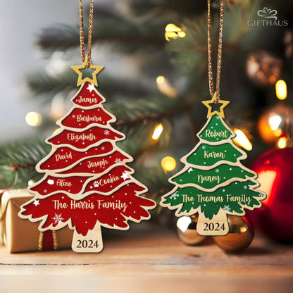 Personalisierter Familiennamen-Baumornament – Familien-Weihnachtsornament