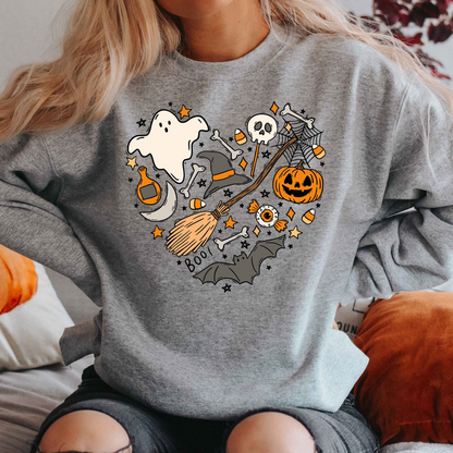 Spooky Halloween Mom Tee: Cute Witch and Pumpkins