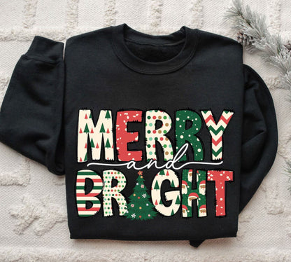 Merry and Bright Sweatshirt - Christmas Sweatshirt for Women